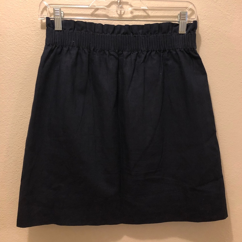 J Crew Navy Linen/Cotton Skirt Size 2